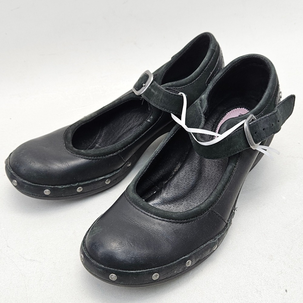 Merrell Luxe MJ Black Leather Mary Jane Studded Block Heel Shoes J56100 Womens 8